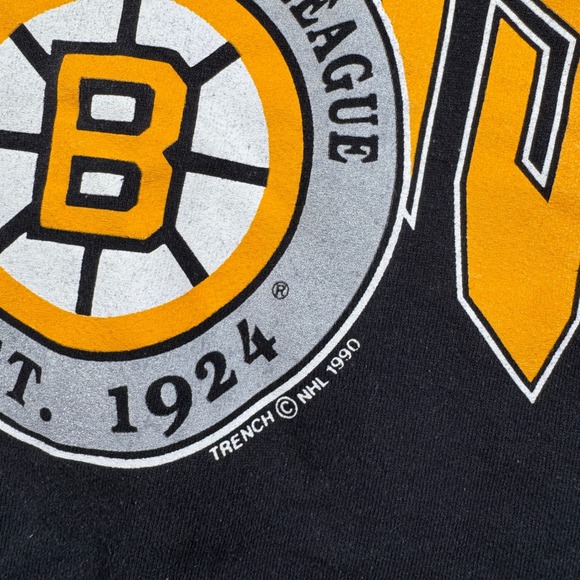 Trench Boston Sweatshirt Mens Medium Black Vintage 1990 Trench NHL Crewneck - Picture 3 of 8